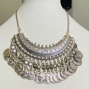 Boho silver necklace